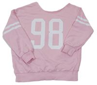 Světlerůžová mikina s čísly a proužky New Look