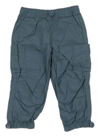 Šedomodré cargo cuff plátěné kalhoty PRIMARK