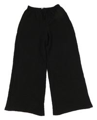 Černé mačkané wide leg kalhoty PRIMARK