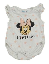 Bílé puntíkaté body s Minnie a volánky Disney