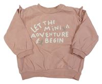 Růžová mikina s nápisy H&M