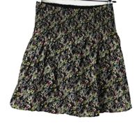 Dámská černá kytičkovaná plátěná sukně H&M