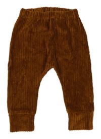 Medové sametové žebrované baggy tepláky