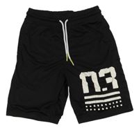 Černé síťované sportovní teplákové kraťasy s číslem H&M