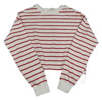 Bílo-červená pruhovaná crop mikina H&M