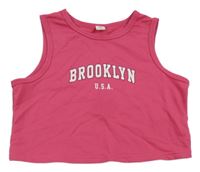 Růžový crop top s nápisem shein