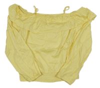 Žluté crop triko s odhalenými rameny a volánkem H&M