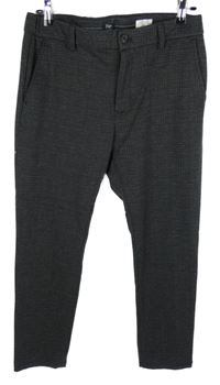Pánské tmavomodro-hnědé vzorované slim kalhoty Flex vel. 34/32