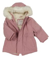 Růžová šusťáková zimní parka s kapucí Primark