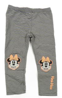 Tmavomodro-bílé pruhované teplákové teplé legíny s Minnie Disney