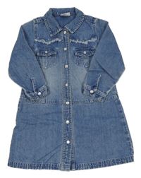 Modré riflové propínací košilové šaty Next