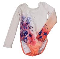 Bílo-korálové ombré cvičební body se vzorem a kamínky