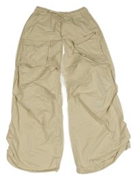 Béžové plátěné široké kalhoty s kapsami H&M