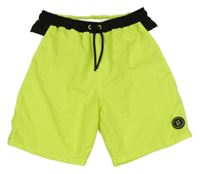 Neonově zelené plážové kraťasy s černým pasem Primark