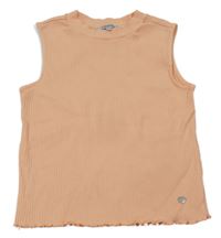 Meruňkový žebrovaný crop top a punto.