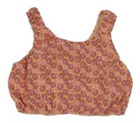 Meruňkovo-růžový vzorovaný crop top Zara
