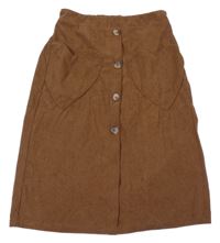 Skořicová manšestrová sukně s knoflíky