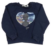 Tmavomodrá oversize miina s Frozen z překlápěcích flitrů H&M