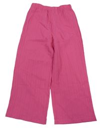 Růžové žebrované culottes kalhoty 