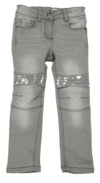 Šedé skinny rifle s flitrovými pruhy Lupilu 