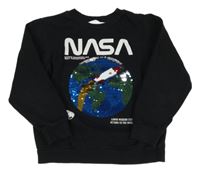 Černá mikina s planetou z flitrů a logem NASA H&M