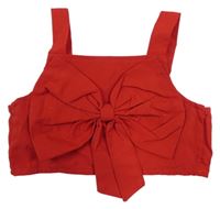 Červený crop top s mašlí