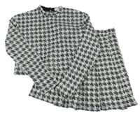 2set - Světlešedo-černé vzorované třpytivé crop triko + sukně Primark
