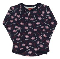 Tmavomodro-červené triko s nápisy Reebok