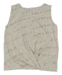 Světlešedý crop top s nápisy C&A