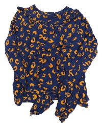 Tmavomodro-oranžová halenka s leopardím vzorem WE