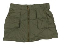 Khaki plátěná propínací sukně s kapsami H&M