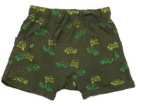 Khaki teplákové kraťasy s auty Topolino