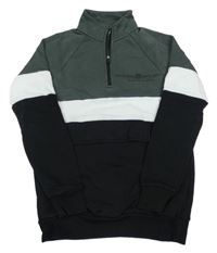 Khaki-bílo-černá mikina s nápisem F&F