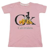 Světlerůžové tričko s Mickeym a Plutem