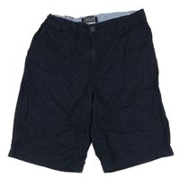 Tmavomodré plátěné kraťasy H&M