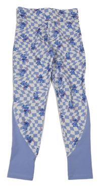 Světlemodro-bílé kostkované sportovní legíny se Stitchem George