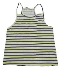 Bílo-černo-žlutý pruhovaný crop top H&M