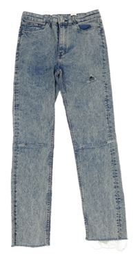 Modré skinny fit high waist ankle rifle s prošoupáním H&M