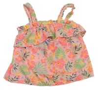Růžovo-barevný květovaný lehký top Primark