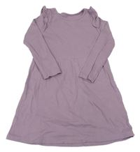 Lila žebrované šaty s volánky H&M
