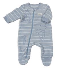 Světlemodro-bílý pruhovaný fleecový overal s Púem George