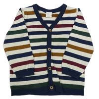 Modro-barevný pruhovaný propínací svetr H&M