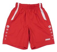 Červeno-bílé sportovní kraťasy s logem jako