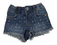 Modré riflové kraťasy s kamínky Denim Co.