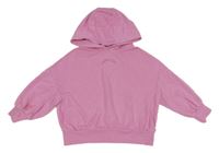Růžová oversize mikina s nápisem a kapucí Next