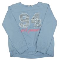 Světlemodrá lehká mikina s číslem a nápisem H&M