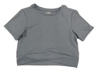 Šedé vzorované crop sportovní tričko Zara