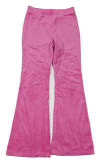 Růžové plyšové flare kalhoty H&M