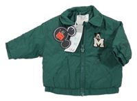 Nové - Tmavozelená šusťáková zateplená bunda s Mickeym Primark