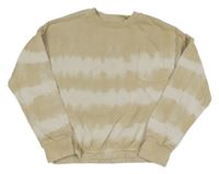 Béžovo-bílá batikovaná oversize crop mikina s kapsou F&F